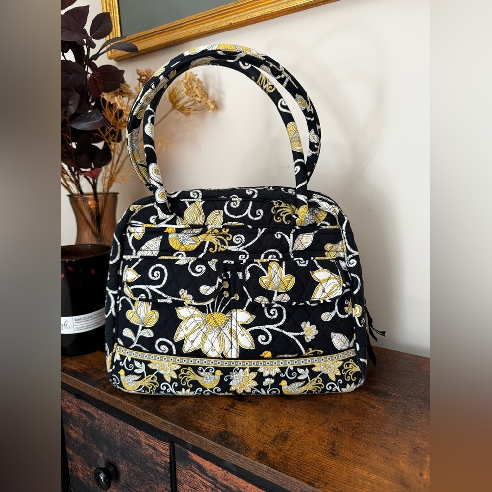 Vera Bradley Rare and Retired Bird Pattern Floral Black and Yellow